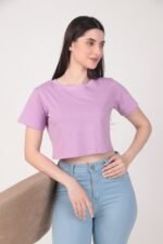 100% Pure Cotton Lavender Colour Crop Top for Women
