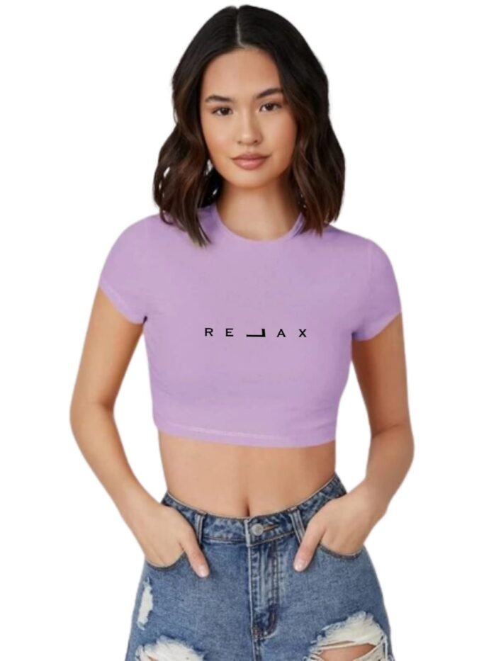 Lavender Colour Crop Top for Women 100% Pure Cotton - Image 1