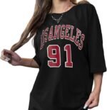 Los Angeles Style Printed Oversized Black colour t-shirt for women - Image 2