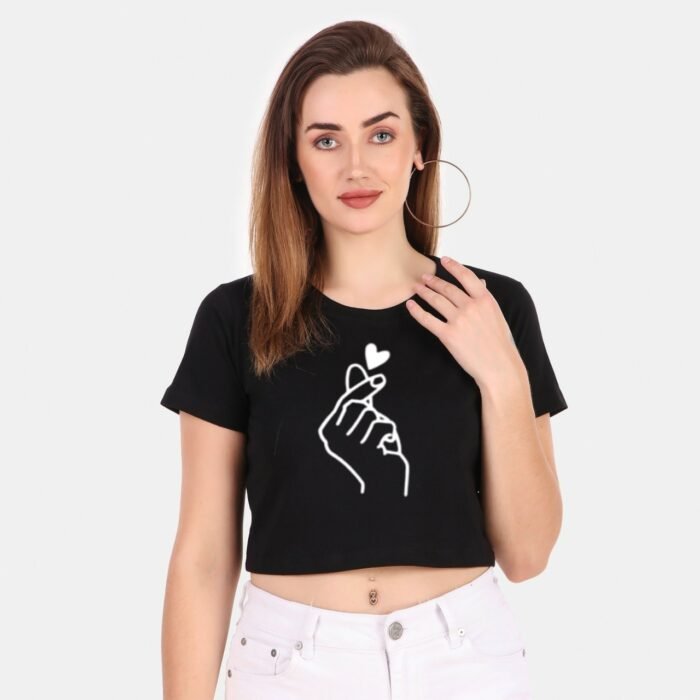 100% Pure Cotton Black Crop Top for Women - Image 1