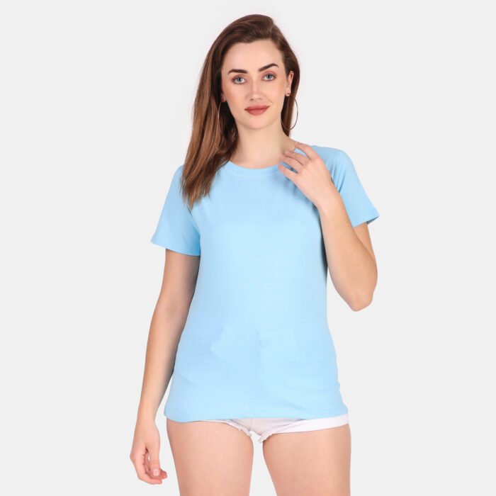 Sky Blue Colour 100% pure cotton T-shirt for Women’s - Image 1