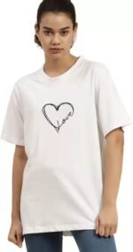 H love for Couples Printed white colour t-shirt for women
