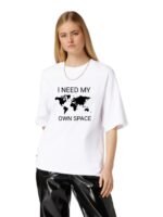 I need my own space Printed white colour t-shirt for women