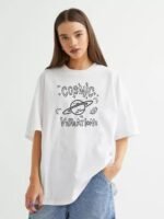 Cosmic Printed  white colour t-shirt for women