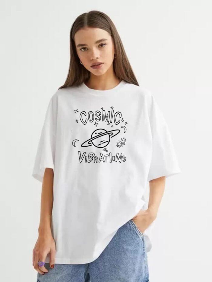 Cosmic Printed  white colour t-shirt for women - Image 1