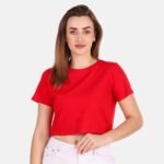 100% Pure Cotton Red Colour Crop Top for Women