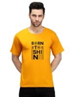 Born to Shine 100% Pure Cotton Printed Mustard Colour t-shirt for Men