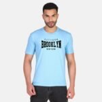 Brooklyn 100% Pure Cotton Printed Sky Blue t-shirt for Men