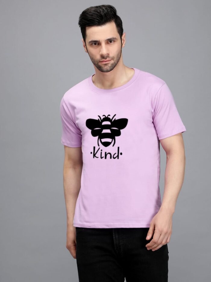 Be Kind 100% Pure Cotton Printed Lavender colour t-shirt for Men - Image 1