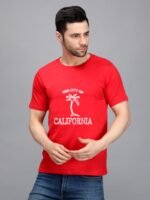 100% Pure Cotton Printed Red Colour t-shirt for Men