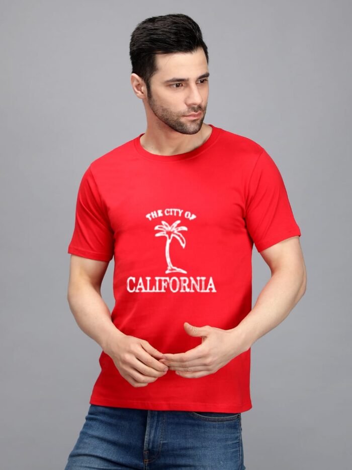 100% Pure Cotton Printed Red Colour t-shirt for Men - Image 1