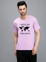 100% Pure Cotton Printed Lavender colour t-shirt for Men