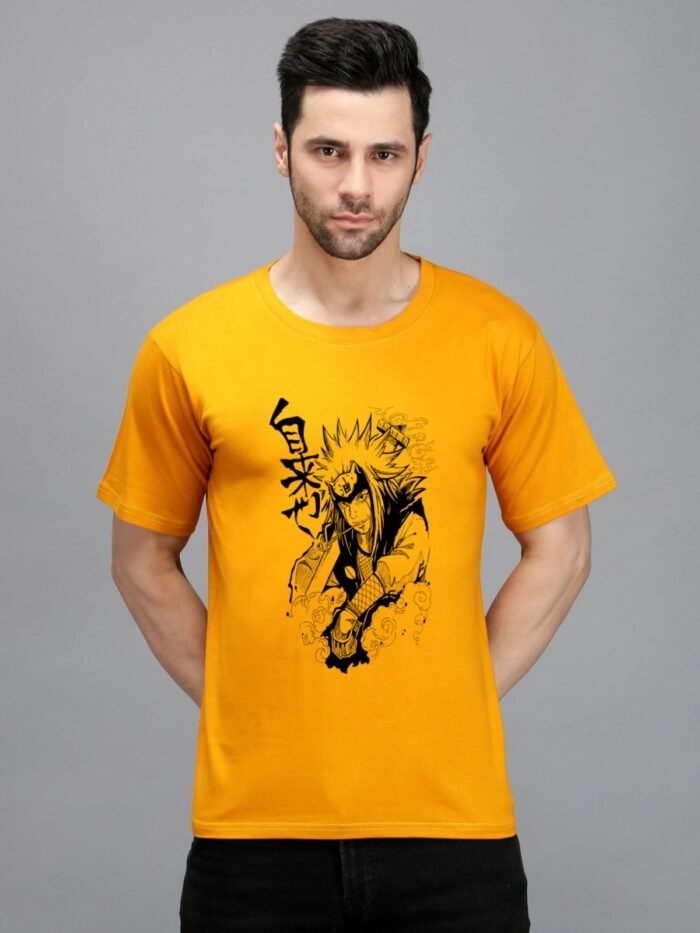 100% Pure Cotton Printed Mustard Colour t-shirt for Men - Image 1