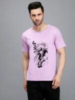 100% Pure Cotton Printed Lavender colour t-shirt for Men