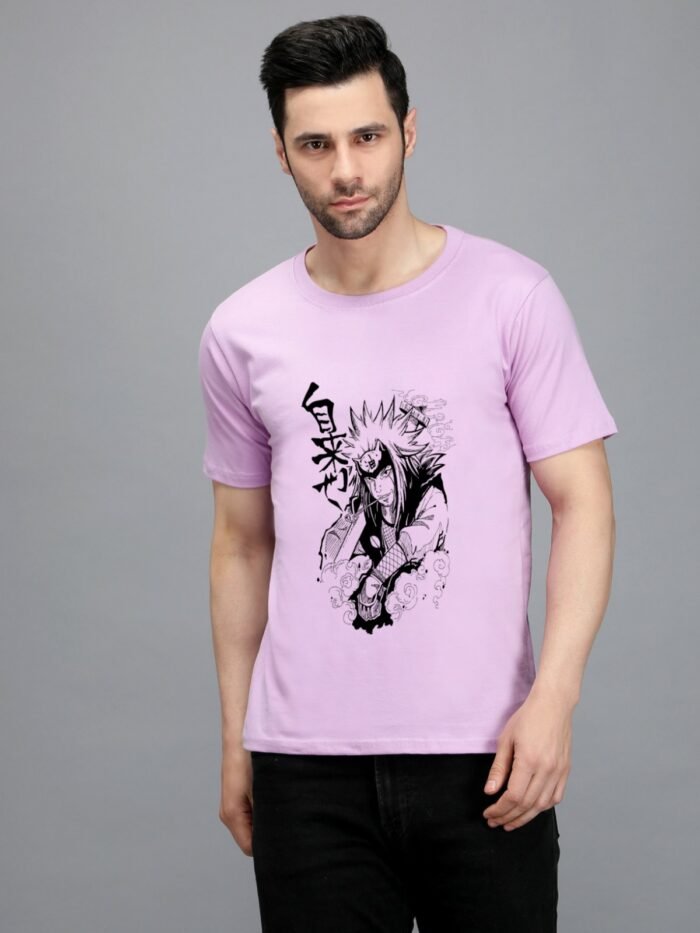 100% Pure Cotton Printed Lavender colour t-shirt for Men - Image 1