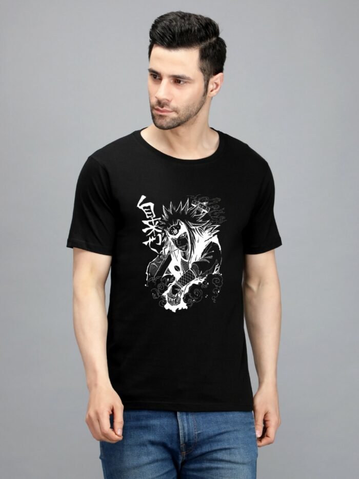 100% Pure Cotton Printed Black Colour t-shirt for Men - Image 1