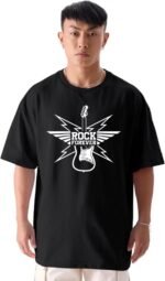 Men Printed Oversized Black T-Shirt for Men