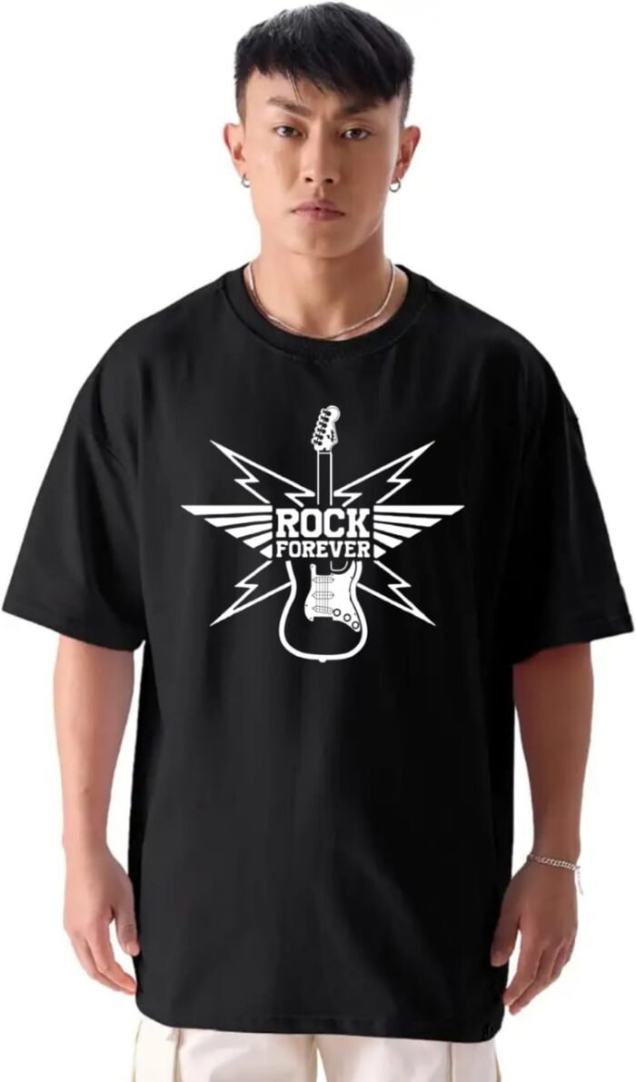 Men Printed Oversized Black T-Shirt for Men - Image 1
