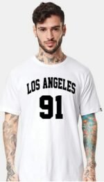 Printed Los – Angeles Oversized white T-Shirt for Men