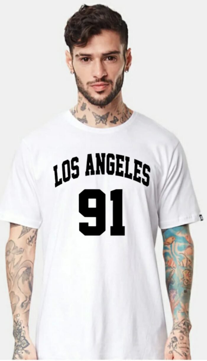 Printed Los – Angeles Oversized white T-Shirt for Men - Image 1