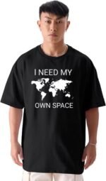 Printed Oversized Black T-Shirt for Men