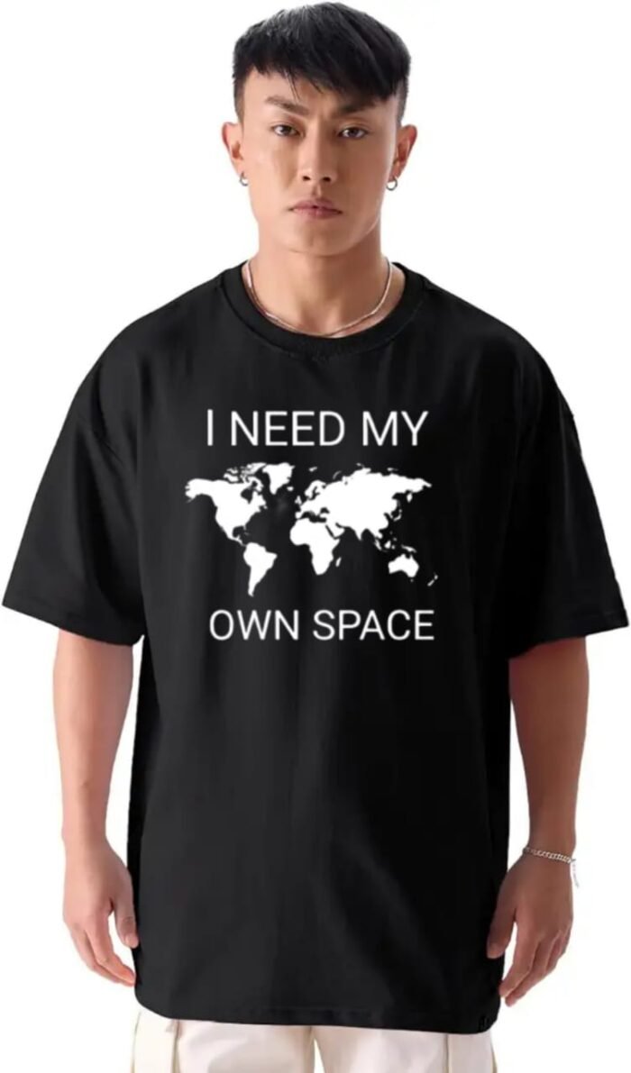 Printed Oversized Black T-Shirt for Men - Image 1