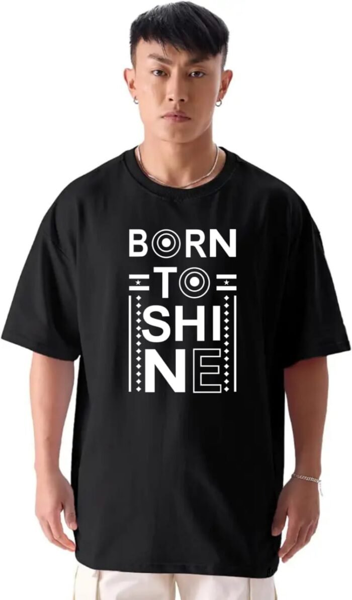 Born to Shine Oversized Black T-Shirt for Men - Image 1
