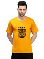 100% Pure Cotton Printed Mustard Colour t-shirt for Men