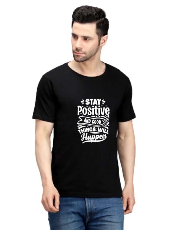 100% Pure Cotton Printed Black Colour t-shirt for Men - Image 1