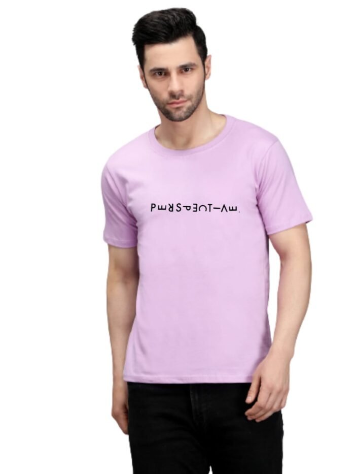 100% Pure Cotton Printed Lavender colour t-shirt for Men - Image 1