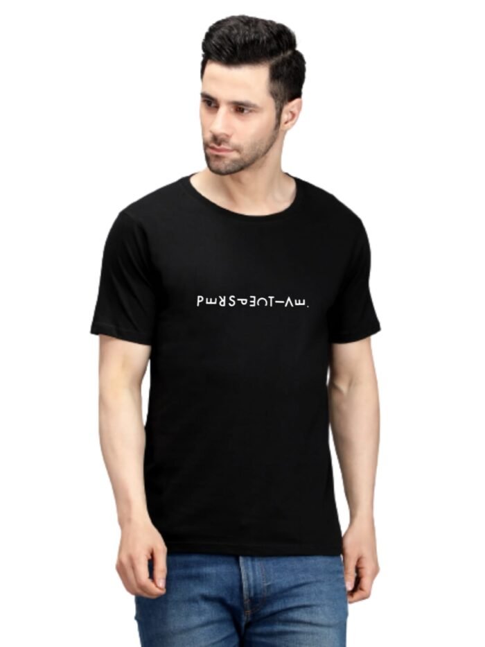 100% Pure Cotton Printed Black Colour t-shirt for Men - Image 1